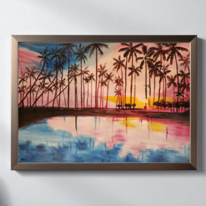 Palm tree lake - Oil on canvas - 36 by 30 inches