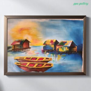 Lake village Oil on canvas 36 by 30 inches