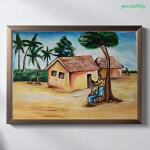 Village life Oil on canvas 36 by 30 inches