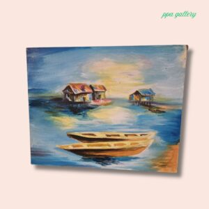 Living on lake Oil on canvas 14 by 11 inches